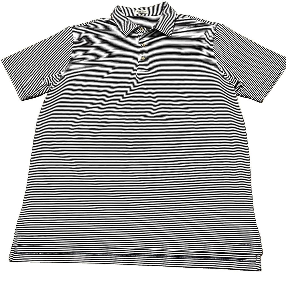 Peter Millar Summer Comfort Shirt Size XL Blue White Striped Polo Golf Preppy